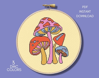 Groovy Mushroom Cross Stitch Pattern