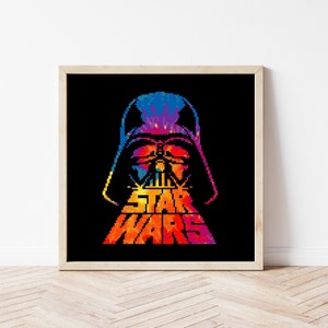 Tie Dye Star Wars Cross Stitch Pattern, Darth Vader Cross Stitch Chart, Nerdy Cross Stitch, Instant Download PDF, Modern Cross Stitch, DIY