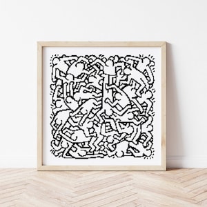 Party Pop Art Cross Stitch Pattern, Comics Cross Stitch Chart, Modern Cross Stitch, Digital Download PDF, Embroidery,  People Cross Stitch