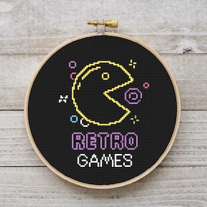 Retro Video Game Cross Stitch Pattern, Gamer Cross Stitch Chart, 8bit Cross Stitch PDF, Instant Download PDF, Embroidery Modern Cross Stitch
