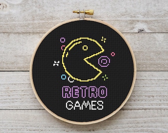 Retro Video Game Cross Stitch Pattern: 8-bit Gamer Embroidery DIY (Digital Download PDF)