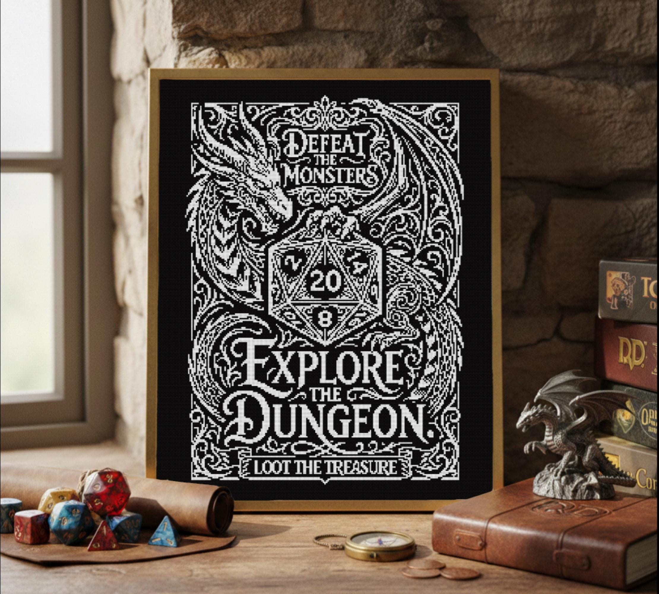 Dungeons and Dragons Cross Stitch Pattern, D20 Dragon Embroidery (PDF ...