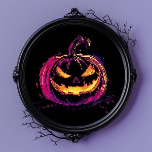 Pumpkin Cross Stitch Pattern, Horror Cross Stitch, Halloween Cross Stitch, Instant Download PDF, Embroidery, Modern Cross Stitch PDF DIY P63