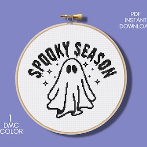 Spooky Cross Stitch Pattern, Ghost Cross Stitch Chart, Halloween Cross Stitch PDF, Digital Download PDF, Modern Cross Stitch, Embroidery DIY