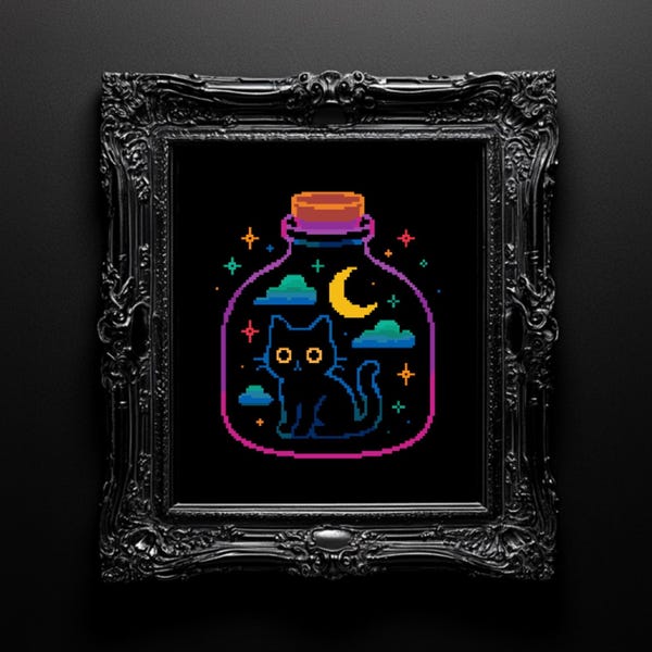 Black Cat Cross Stitch Pattern