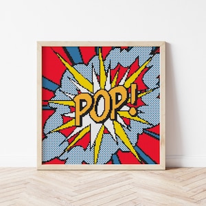 Pop Art Cross Stitch Pattern, Comics Cross Stitch Chart, Funny Cross Stitch PDF, Digital Download PDF, Embroidery, Counted Cross Stitch DIY