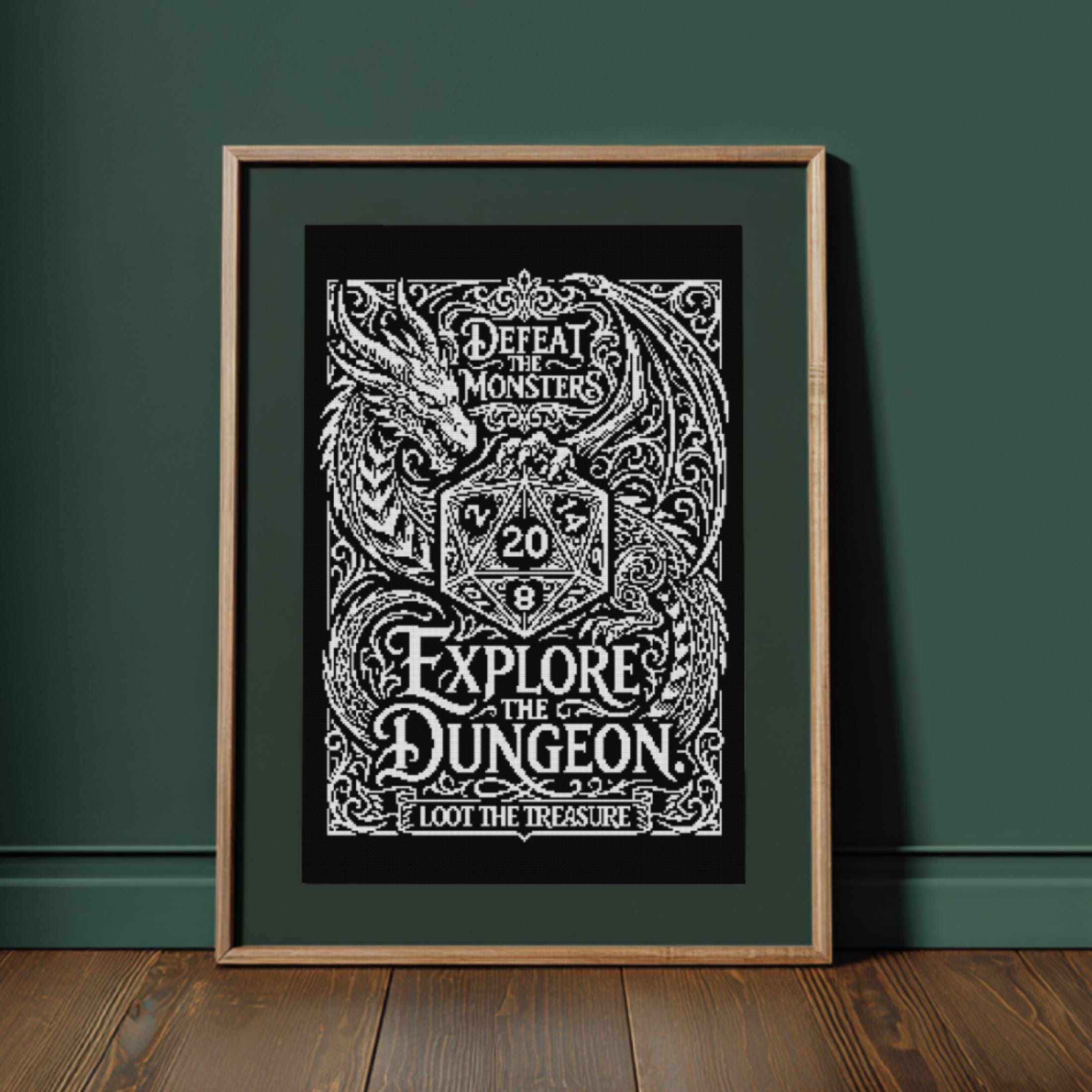 Dungeons and Dragons Cross Stitch Pattern, D20 Dragon Embroidery (PDF ...