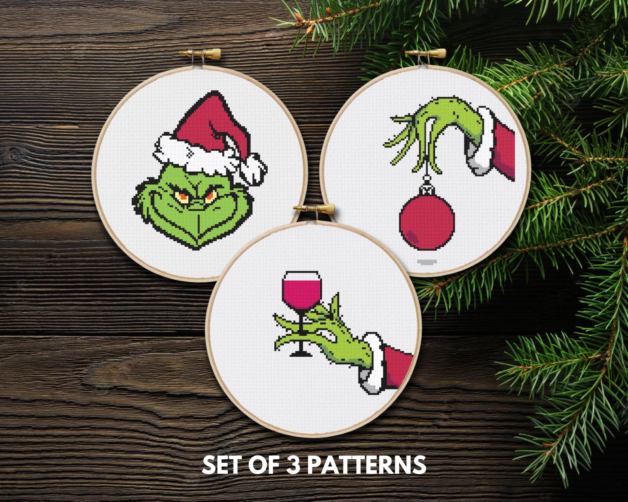 Set of 3 Christmas cross stitch kits
