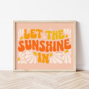 Sunshine Cross Stitch Pattern, Cute Cross Stitch Chart, Hippie Cross Stitch, Instant Download PDF, Embroidery, Modern Cross Stitch PDF, DIY