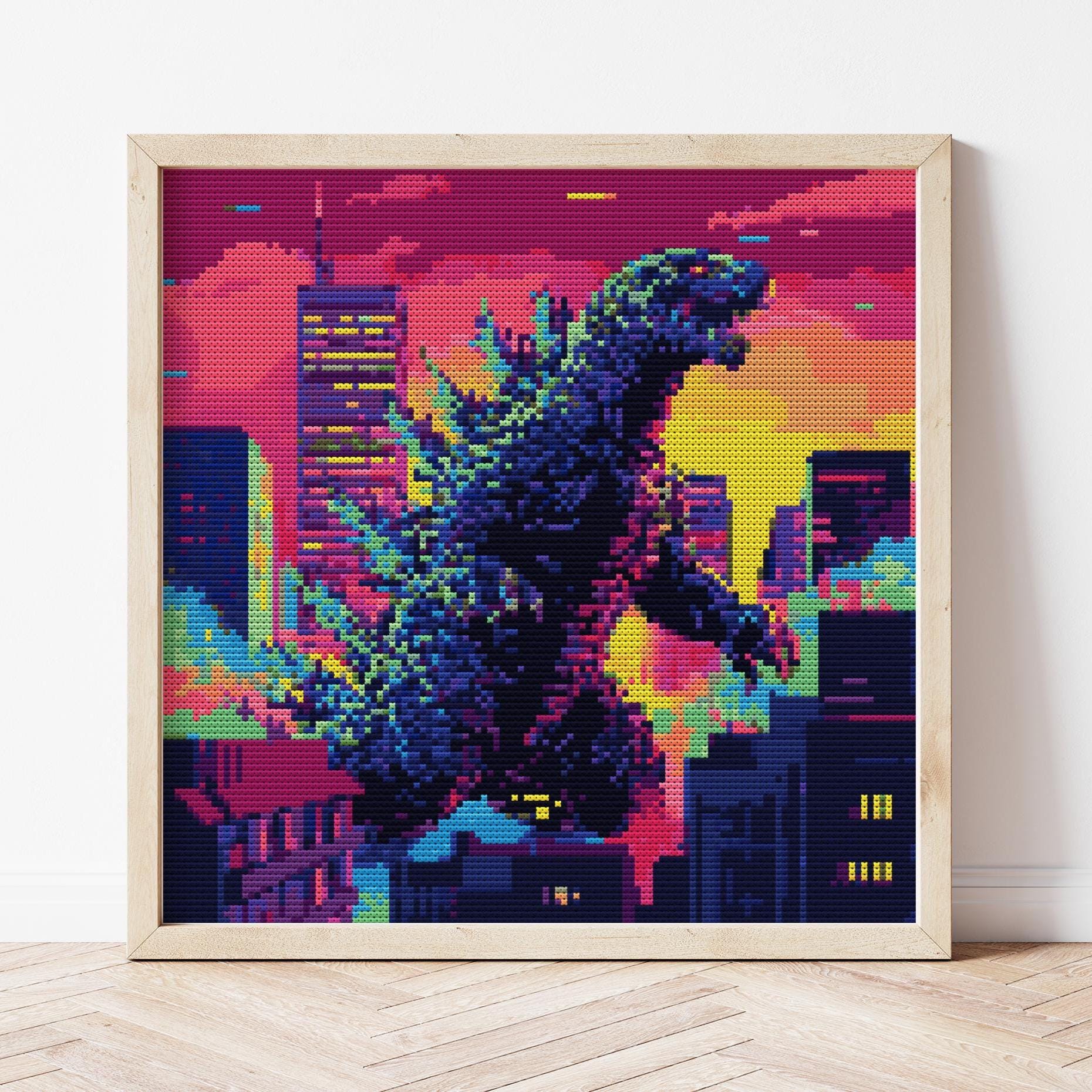 Godzilla Cross Stitch Pattern - Etsy