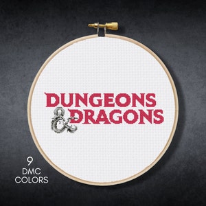 Dungeons and Dragons Cross Stitch Pattern, D20 Dice Cross Stitch PDF, Wizard Cross Stitch, Embroidery, Counted Cross Stitch PDF, Dragon, DIY