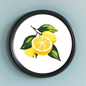 Lemons Cross Stitch Pattern, Summer Cross Stitch Chart, Fruits Cross Stitch PDF, Instant Download PDF, Embroidery, Counted Cross Stitch, DIY