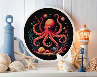 Octopus Cross Stitch Pattern - Whimsical Sea