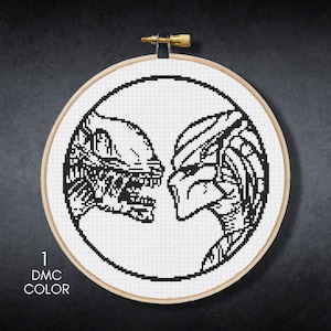 Alien Cross Stitch Pattern, Horror Cross Stitch Chart, Movie Cross Stitch, Digital Download PDF, Embroidery, Modern Cross Stitch
