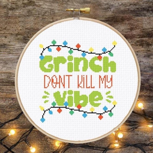 Snarky Grinch Cross Stitch Pattern, Funny Christmas Cross Stitch Chart, Digital Download PDF, Funny Cross Stitch, Counted Chart, Christmas