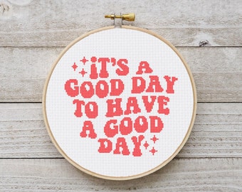 Good Day kruissteekpatroon, jaren 70 Groovy Modern Embroidery DIY (digitale download pdf)
