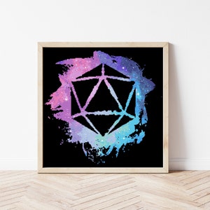 Galaxy DND Dice Cross Stitch Pattern, Dungeons and Dragons Cross Stitch Chart, Digital Download PDF, Nerdy Cross Stitch, Embroidery, Dragon