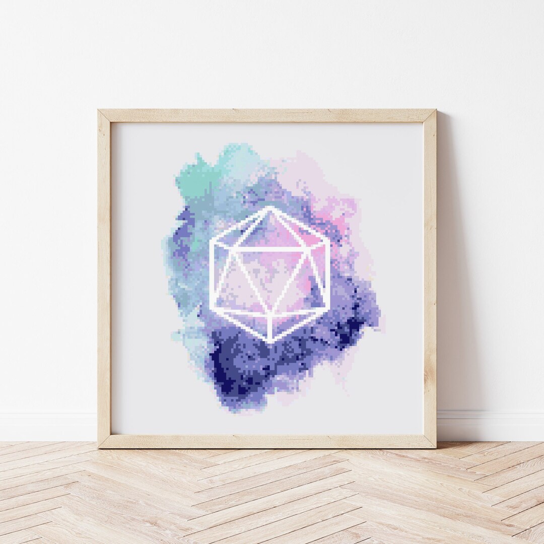 Dungeons and Dragons Cross Stitch Pattern, Dnd D20 Dragon Watercolor ...