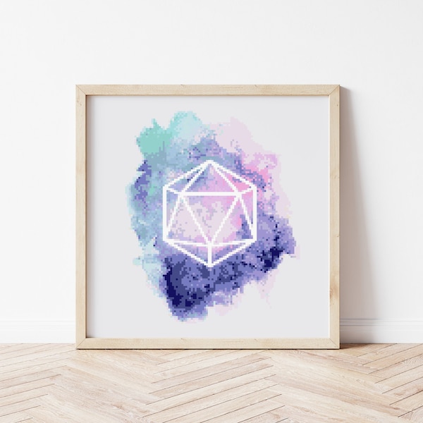 DnD Dice Cross Stitch Pattern, Dungeons and Dragons Cross Stitch, Dragon Cross Stitch, Counted Cross Stitch, Embroidery, D20 Dice, DIY