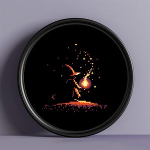 Little Wizard Cross Stitch Pattern, Fantasy Cross Stitch, Magic Cross Stitch Chart, Digital Download PDF, Modern Cross Stitch Embroider DIY