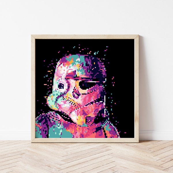 Stormtrooper Cross Stitch Pattern, Star Wars Cross Stitch, Modern Cross Stitch Chart, Instant Download PDF, Embroidery, Counted Cross Stitch