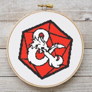 Dungeons and Dragons Cross Stitch Pattern, D20 Cross Stitch Pattern PDF, Dungeons & Dragons, Nerdy Cross Stitch PDF, DnD Dice Cross Stitch