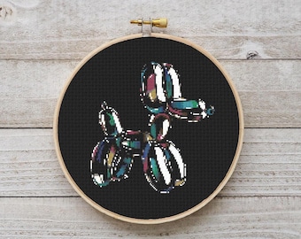 Glass Balloon Dog Cross Stitch Pattern - Modern