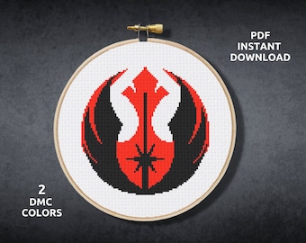 Jedi Rebel Symbol Cross Stitch Pattern: Star Wars DIY (PDF)