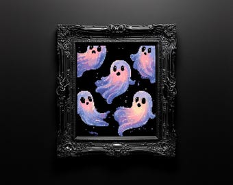 Magic Ghosts Cross Stitch Pattern, Halloween Cross Stitch, Neon Cross Stitch PDF, Instant Download PDF Embroidery Modern Cross Stitch P61