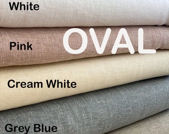 Oval Linen Tablecloth,Wrinkle Free,70 Sizes.Matching Napkins Available.10 Colors. Round, Rectangle, Square, White,Brown,Cream,Grey Blue,Pink