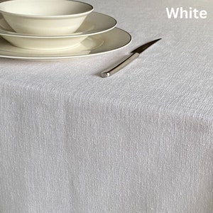 Oval Wrinkle Free Linen Tablecloth and Matching Napkins. Color&Custom Size Options Round,Rectangle,Square,White,Brown,Cream,Grey Blue,Pink image 2