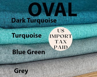 Oval Linen Look Tablecloth: Wrinkle-Free, Washable Table Cover, Custom Sizes, Turquoise Tones