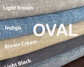 Oval Linen Tablecloth, 70 Size Options in 10 Colors. Round, Rectangle, Square, Oval,Brown,Cream,Black,Anthracite,Indigo,Napkins Available