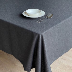 Black Linen Tablecloth, Color&Custom Size Options Round, Rectangle, Square, Oval,Brown,Cream,Anthracite, Indigo, Custom TableCover, Napkins