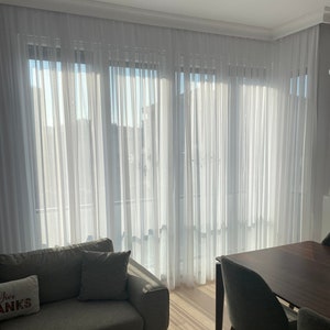 Premium Sheer Curtain for Living Room. Customizable, Pleated, Plain, Easy to Clean, No Ironing Required&Wrinkle Free Tulle, Various Sizes