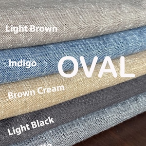 Oval Linen Tablecloth, 70 Size Options in 10 Colors. Round, Rectangle, Square, Oval,Brown,Cream,Black,Anthracite,Indigo,Napkins Available