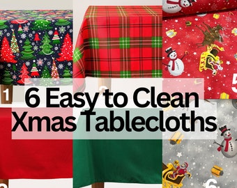 Christmas Holiday Linen Tablecloths with Different Patterns, Rectangle Round Square Table Cover, Xmas Gift, Christmas Decor, Runner