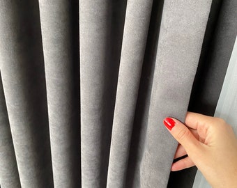 Velvet Look Translucent Curtain in 53 Colors. Customizable Thermal Curtain