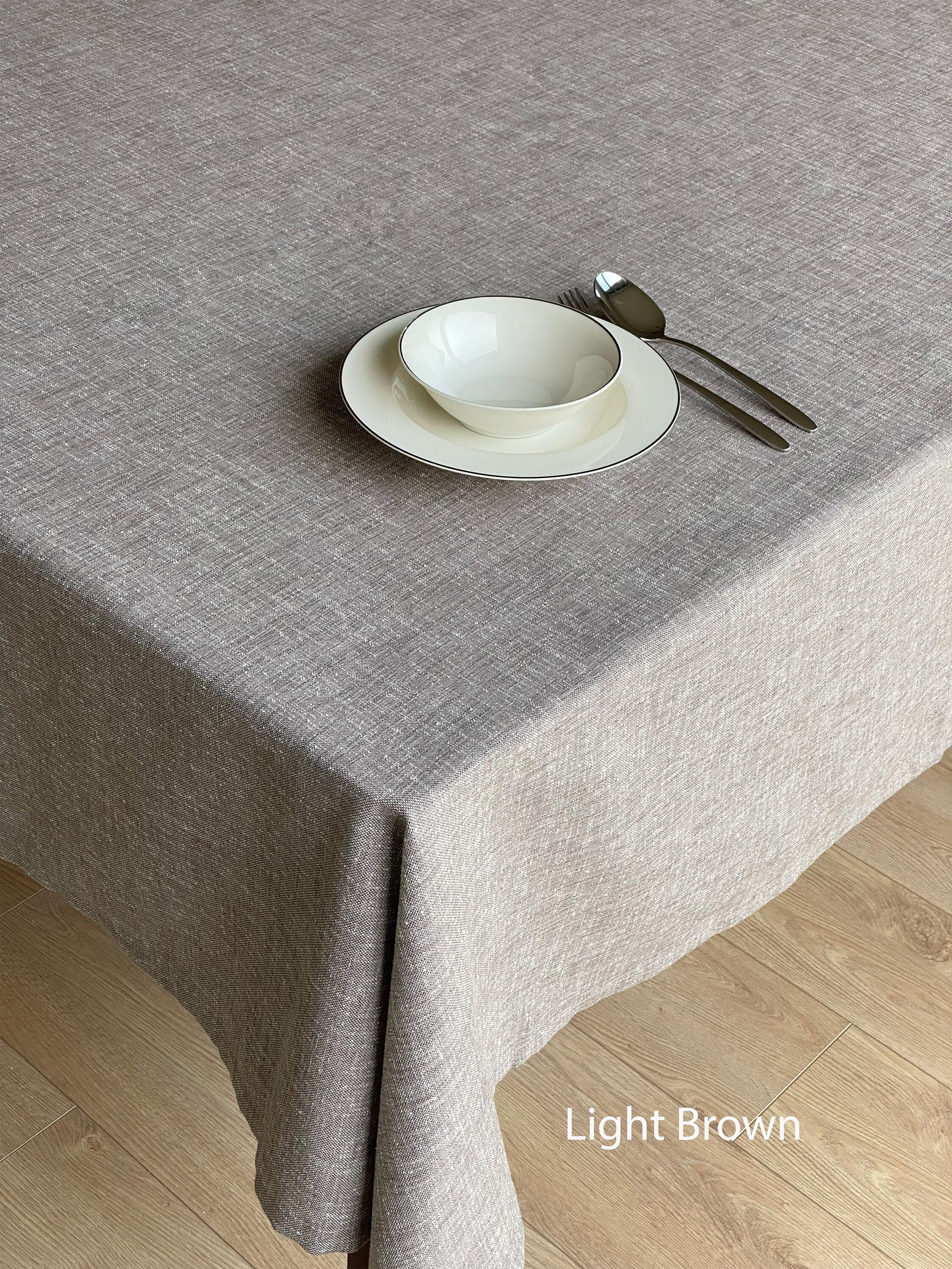 Wrinkle Free Linen Tablecloth With Mitered Corner / Color&custom Size  Options / Round, Rectangle, Square, Oval / Matching Napkins 