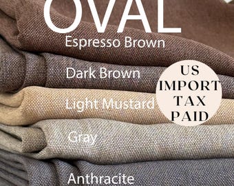 Large Oval Linen Look Tablecloth: Brown Tones, Wrinkle-Free, Washable Table Cover, Custom Sizes