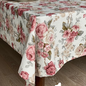 Stainproof Flower Pattern Tablecloth: Custom Sizes Available