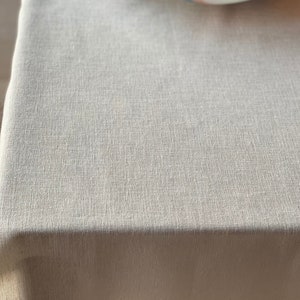 Wrinkle Free Linen Tablecloth with Mitered Corner / Color&Custom Size Options / Round, Rectangle, Square, Oval / Matching Napkins Cream White