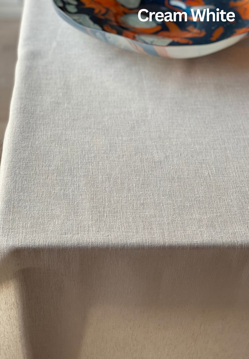 Oval Wrinkle Free Linen Tablecloth and Matching Napkins. Color&Custom Size Options Round,Rectangle,Square,White,Brown,Cream,Grey Blue,Pink image 6