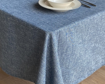 Stonewashed Linen Tablecloth: Custom Size, Round, Rectangle, Square, Oval with Color Options