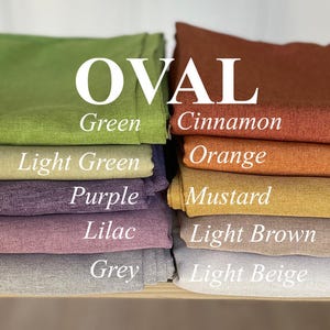 Oval Linen Look Tablecloth: Wrinkle Free, Large, Washable Table Cover, Custom Sizes and 40 Colors