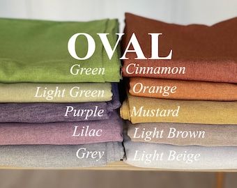 Oval Linen Look Tablecloth: Wrinkle Free, Large, Washable Table Cover, Custom Sizes and 40 Colors