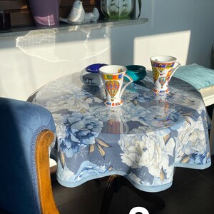 Easy to Clean Tablecloth in Various Sizes & Colors with Flower Pattern, Rectangle, Round, Square, Oval Shapes, Runner