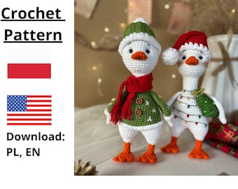 Crochet Christmas Goose Pattern: Amigurumi geese (PDF Download)