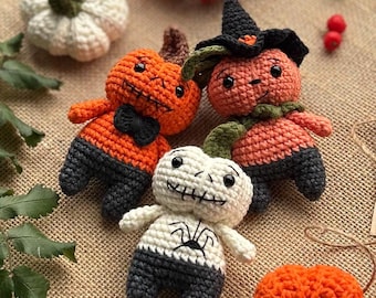 Halloween Kürbis Häkelanleitung: Amigurumi Mini Kürbis Schlüsselanhänger (PDF Download)