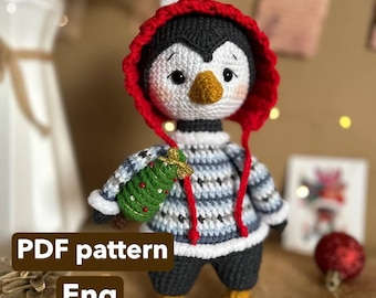 Crochet Christmas Penguin Pattern: Amigurumi penguin (PDF Download)